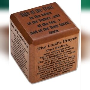 Catholic Prayers Scripture Cube - Mahogany, Solid Wood, New